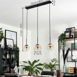 Suspension - Verre Gastor Ambre, Clair, 3 lumières