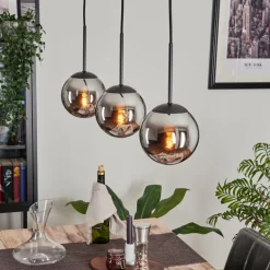 Suspension - Verre Gastor Chrome, Fumé, 3 lumières