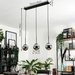 Suspension - Verre Gastor Chrome, Fumé, 3 lumières