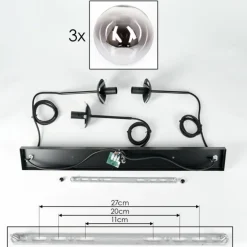 Suspension - Verre Gastor Chrome, Clair, Fumé, 3 lumières