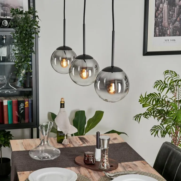 Suspension - Verre Gastor Clair, Fumé, 3 lumières