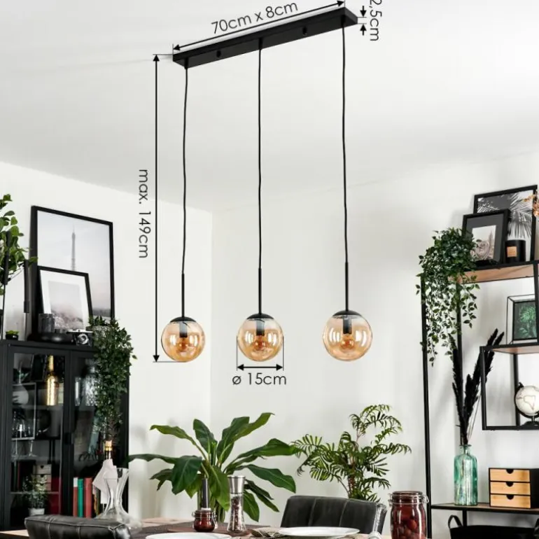 Suspension - Verre Gastor Ambre, 3 lumières