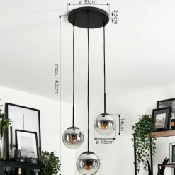 Suspension - Verre Gastor Chrome, Clair, Fumé, 3 lumières
