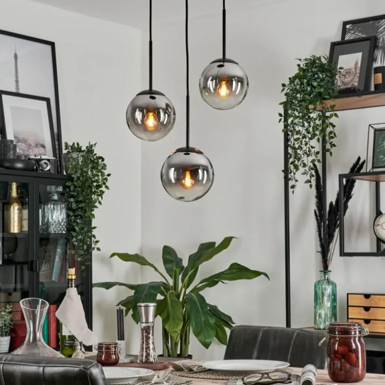 Suspension - Verre Gastor Chrome, Clair, Fumé, 3 lumières