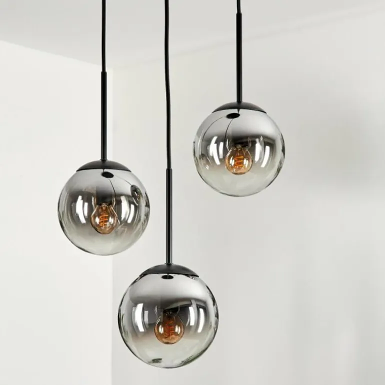 Suspension - Verre Gastor Chrome, Clair, Fumé, 3 lumières