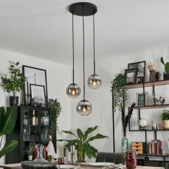 Suspension - Verre Gastor Chrome, Clair, Fumé, 3 lumières