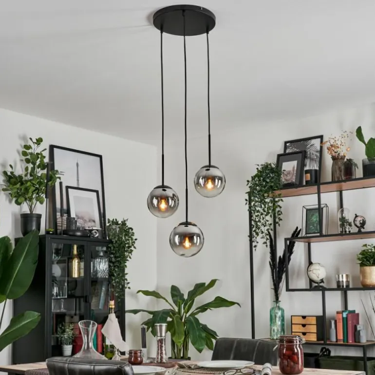 Suspension - Verre Gastor Chrome, Clair, Fumé, 3 lumières