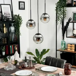 Suspension - Verre Gastor Chrome, Clair, Fumé, 3 lumières