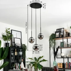 Suspension - Verre Gastor Fumé, 3 lumières