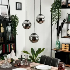 Suspension - Verre Gastor Chrome, Fumé, 3 lumières