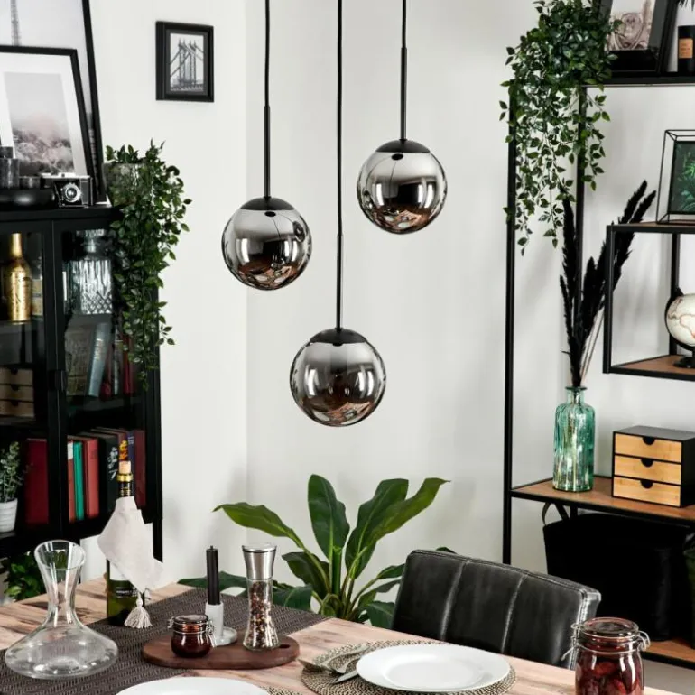 Suspension - Verre Gastor Chrome, Fumé, 3 lumières