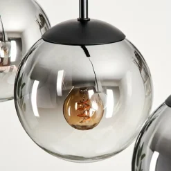 Suspension - Verre Gastor Chrome, Clair, Fumé, 5 lumières