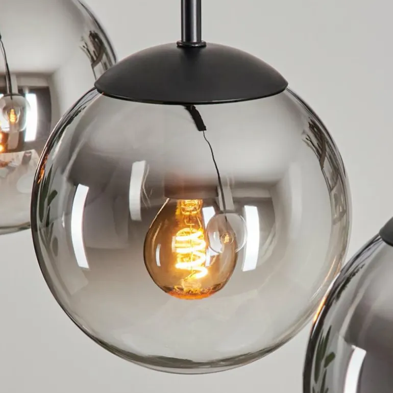 Suspension - Verre Gastor Chrome, Clair, Fumé, 5 lumières
