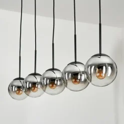 Suspension - Verre Gastor Chrome, Clair, Fumé, 5 lumières