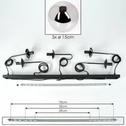 Suspension - Verre Gastor Chrome, Fumé, 5 lumières