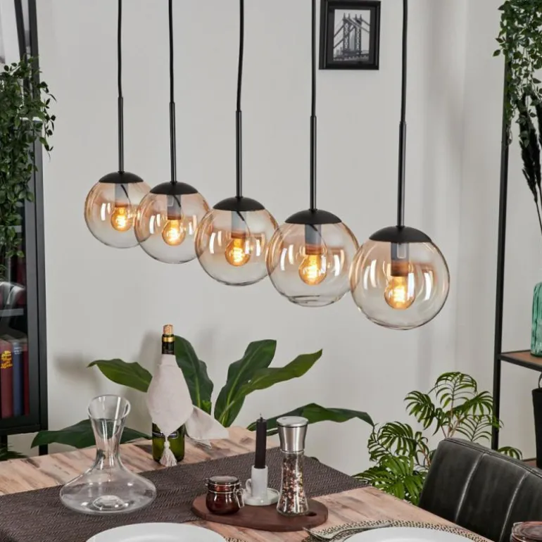 Suspension - Verre Gastor Ambre, Clair, 5 lumières