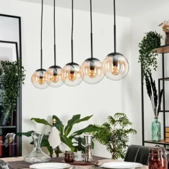 Suspension - Verre Gastor Ambre, Clair, 5 lumières