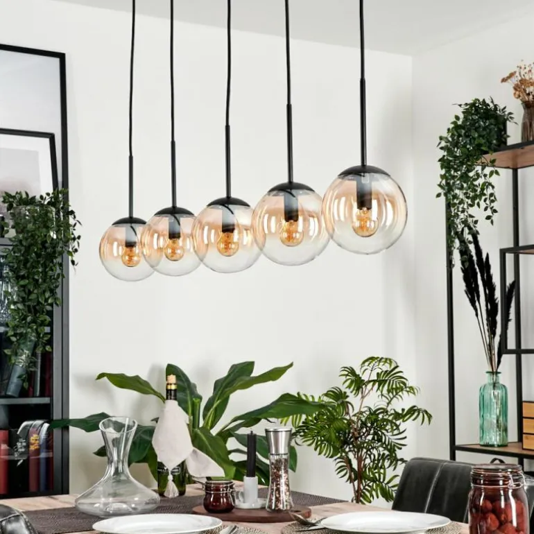 Suspension - Verre Gastor Ambre, Clair, 5 lumières