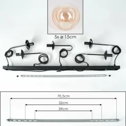 Suspension - Verre Gastor Ambre, Clair, 5 lumières