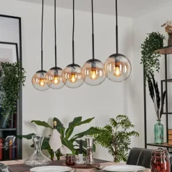 Suspension - Verre Gastor Ambre, Clair, 5 lumières