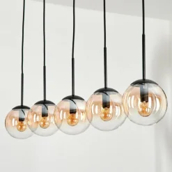 Suspension - Verre Gastor Ambre, Clair, 5 lumières