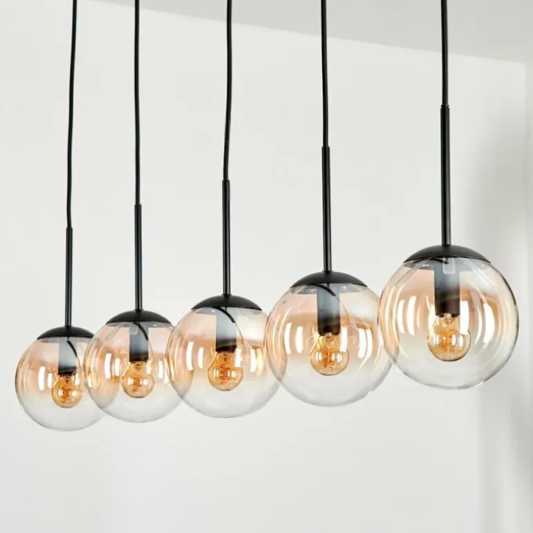 Suspension - Verre Gastor Ambre, Clair, 5 lumières