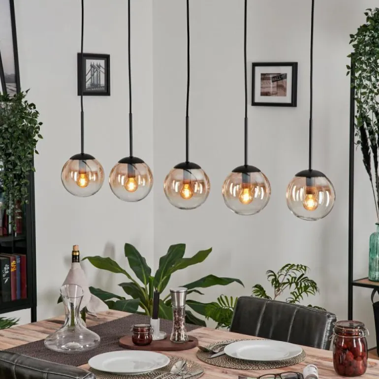 Suspension - Verre Gastor Ambre, Clair, 5 lumières