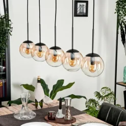 Suspension - Verre Gastor Ambre, Clair, 5 lumières