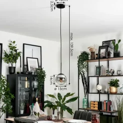 Suspension - Verre Gastor Chrome, Clair, Fumé, 1 lumière
