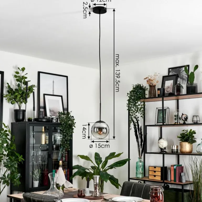 Suspension - Verre Gastor Chrome, Clair, Fumé, 1 lumière