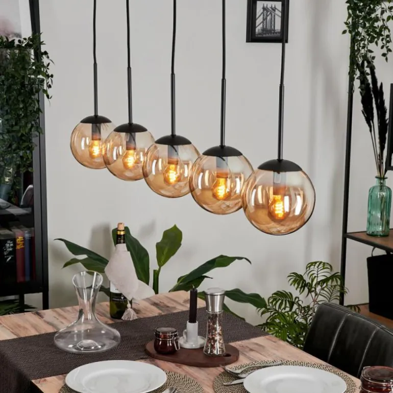 Suspension - Verre Gastor Ambre, 5 lumières
