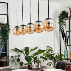 Suspension - Verre Gastor Ambre, 5 lumières