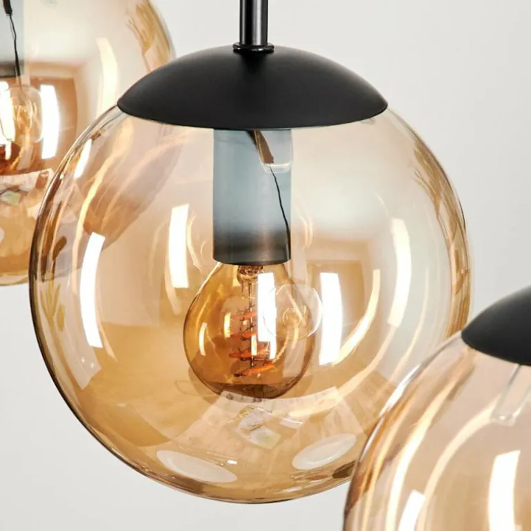 Suspension - Verre Gastor Ambre, 5 lumières