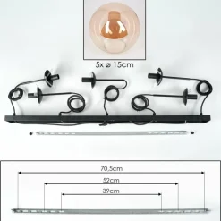 Suspension - Verre Gastor Ambre, 5 lumières
