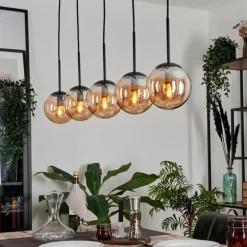 Suspension - Verre Gastor Ambre, 5 lumières