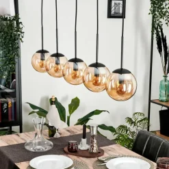 Suspension - Verre Gastor Ambre, 5 lumières