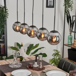 Suspension - Verre Gastor Fumé, 5 lumières