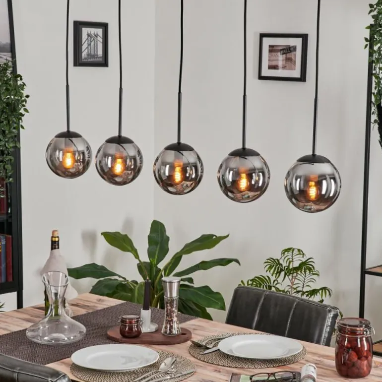 Suspension - Verre Gastor Fumé, 5 lumières