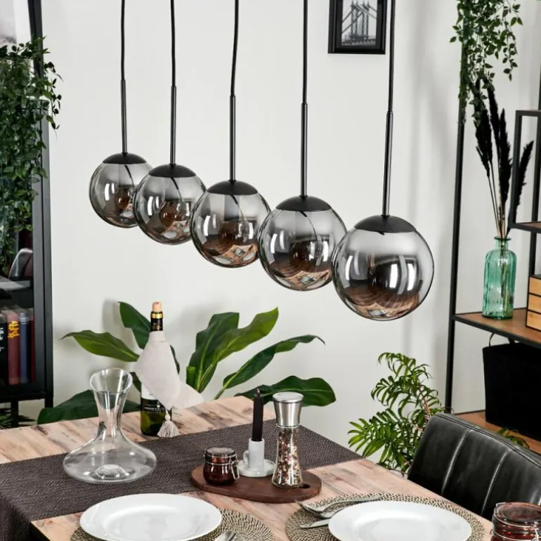 Suspension - Verre Gastor Fumé, 5 lumières