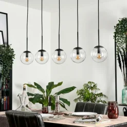 Suspension - Verre Gastor Clair, 5 lumières