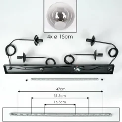 Suspension - Verre Gastor Chrome, Clair, Fumé, 4 lumières