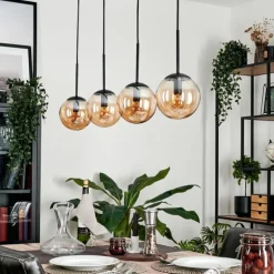 Suspension - Verre Gastor Ambre, 4 lumières