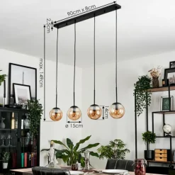 Suspension - Verre Gastor Ambre, 4 lumières