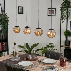 Suspension - Verre Gastor Ambre, 4 lumières