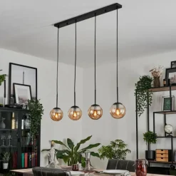 Suspension - Verre Gastor Ambre, 4 lumières