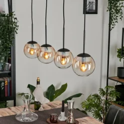 Suspension - Verre Gastor Ambre, Clair, 4 lumières