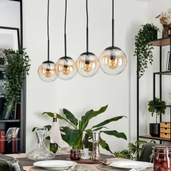 Suspension - Verre Gastor Ambre, Clair, 4 lumières
