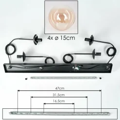 Suspension - Verre Gastor Ambre, Clair, 4 lumières