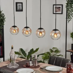 Suspension - Verre Gastor Ambre, Clair, 4 lumières