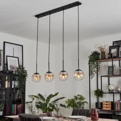 Suspension - Verre Gastor Ambre, Clair, 4 lumières